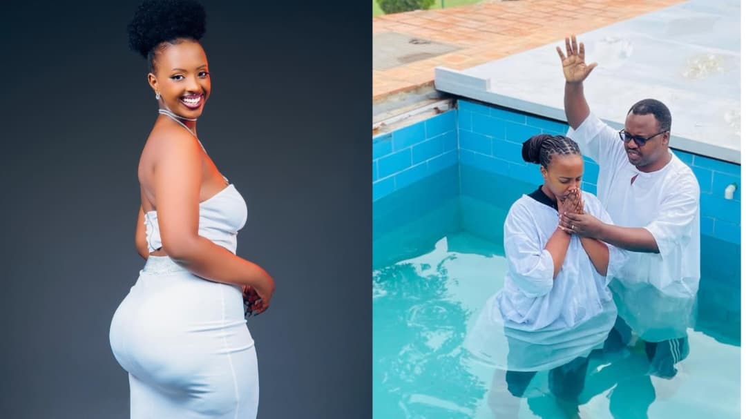 Kwizera Emelyne uzwi nka ‘Ishyanga’ yabatijwe mu mazi menshi yemera kwakira yesu nk’Umwami n’Umukiza